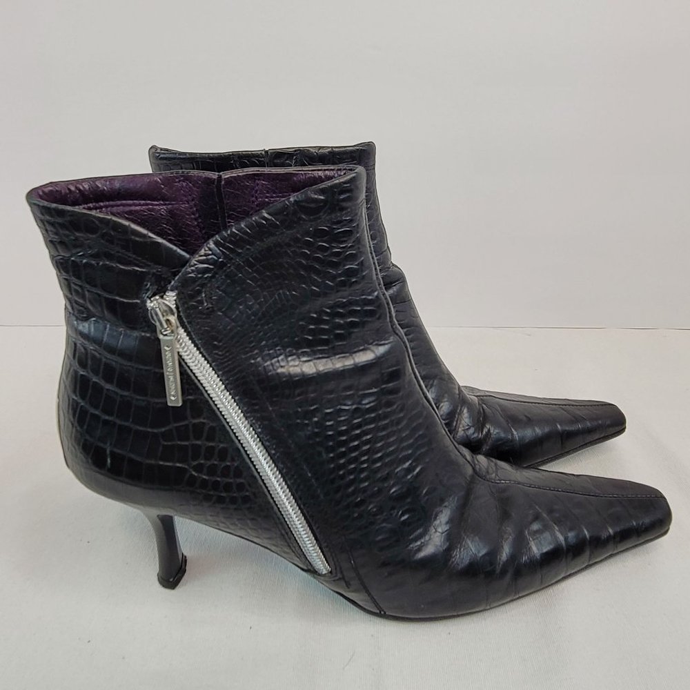 Donald J. Pliner Sarra Alligator Embossed Leather Ankle Boot Womens US Size 9.5M
